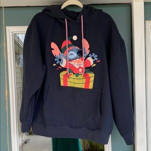 Disney unisex Navy Graphic Hoodie Sweatshirt with Stitch Character